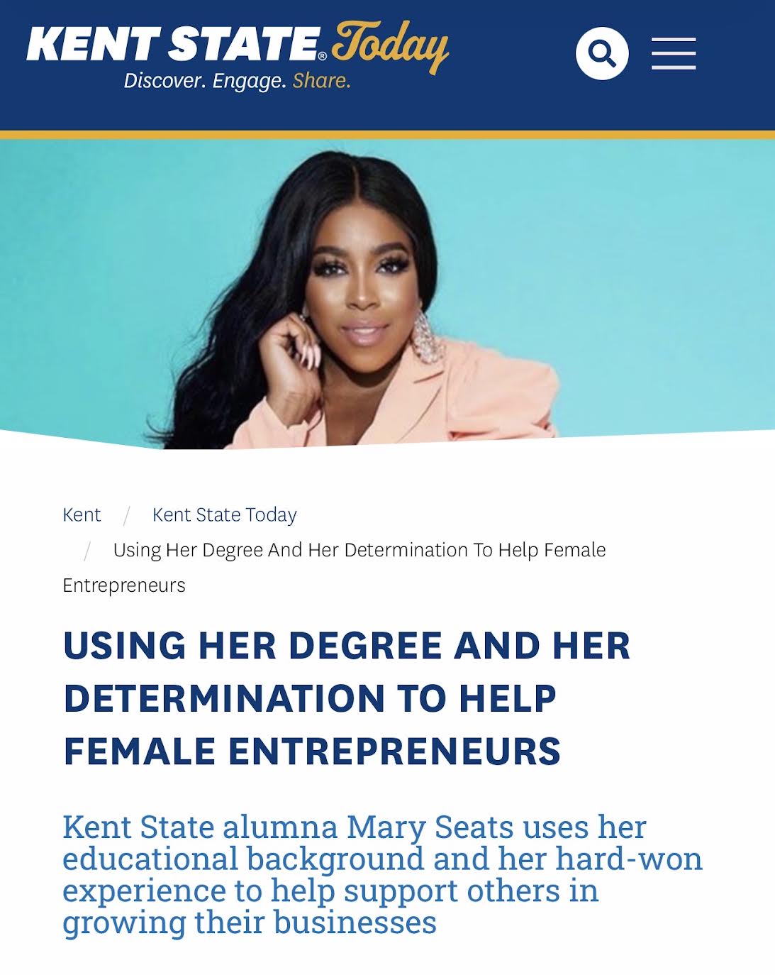 Kent State Today — Using Her Degree And Her Determination To Help Female Entrepreneurs